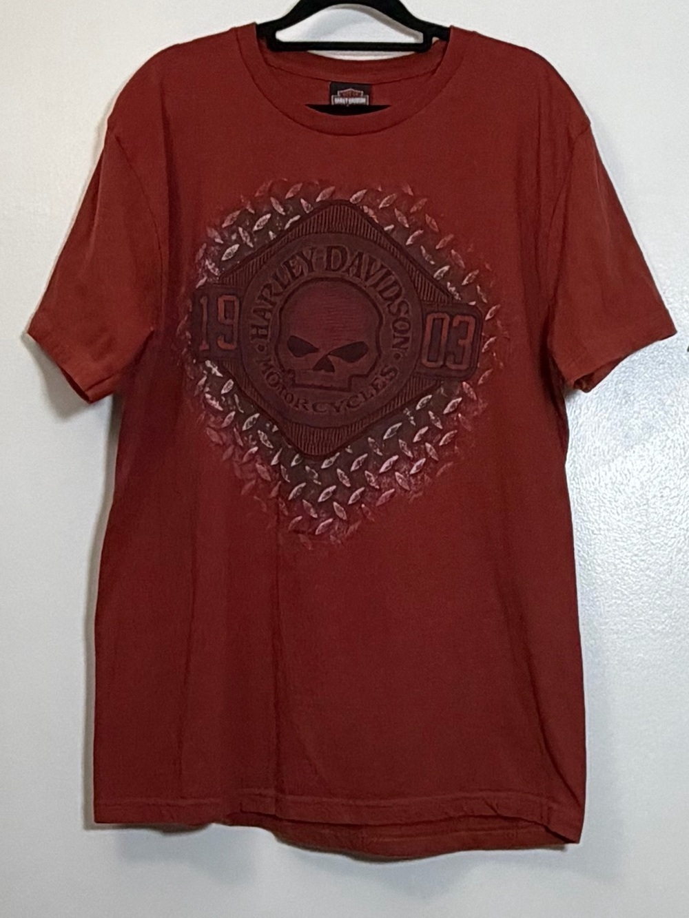 Harley-Davidson Rust Red Skull Emblem Short Sleeve Tee